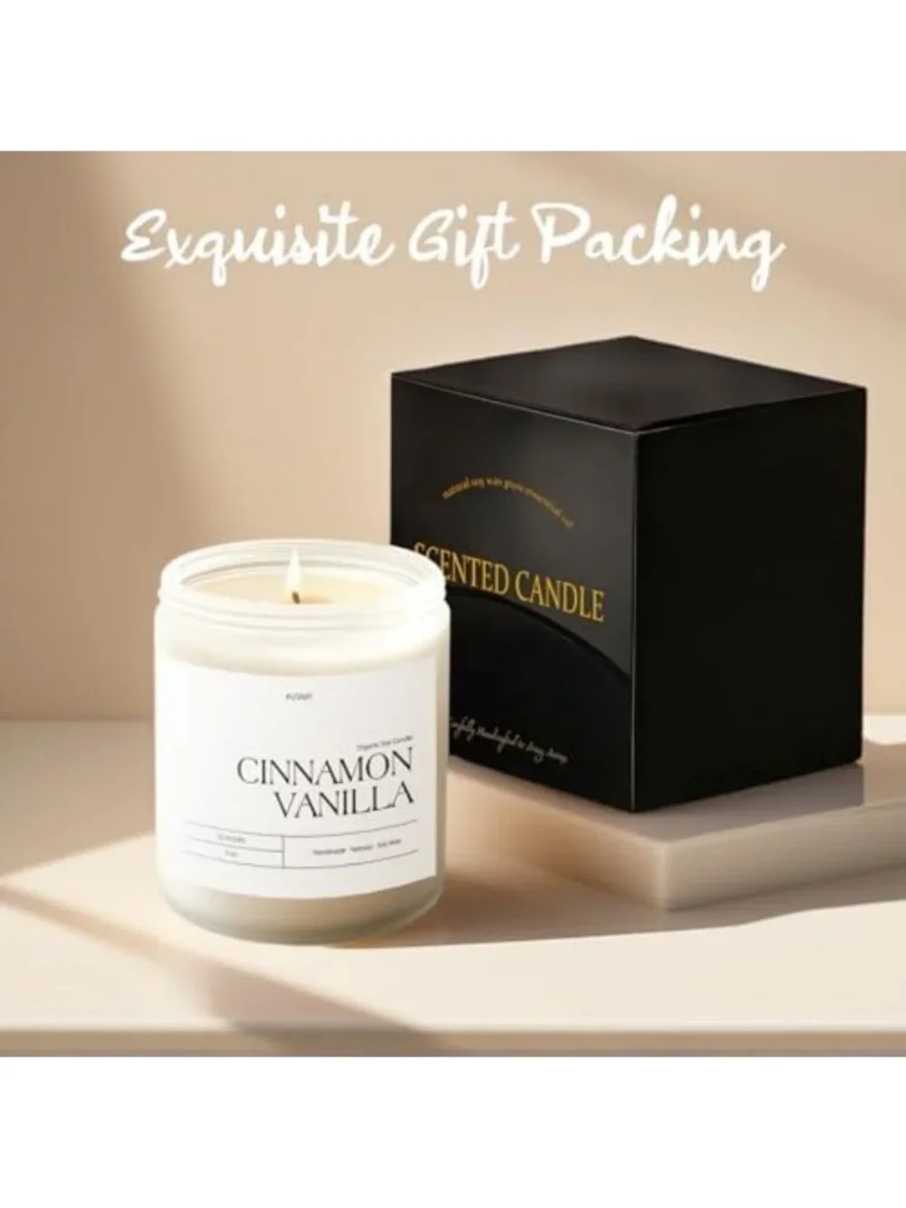 Cozy Cinnamon Vanilla Scented Soy Candle - 9oz Non-Toxic Home Fragrance